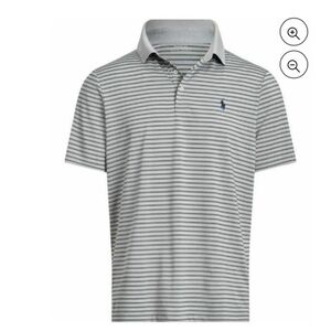POLO RALPH‎ LAUREN Grey Striped Short Sleeve Polo Shirt XXL pony Embroidered